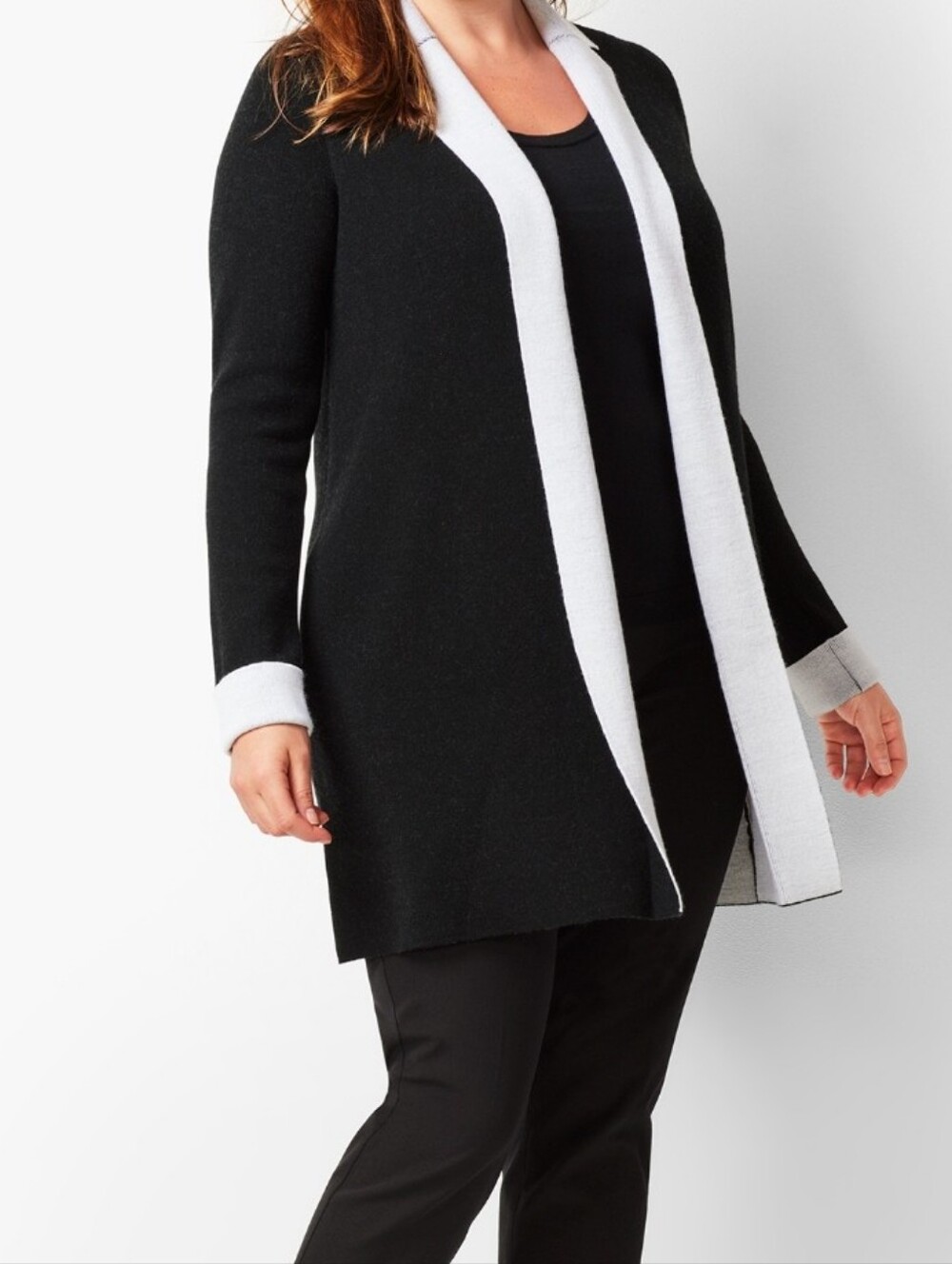 Lauren Michelle cardigan black white open front size L 🌹great look sharp